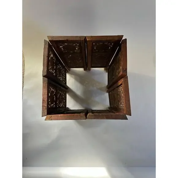 Antique Hand carved Hinged Square / Octagonal, Moroccan Style Table Base.